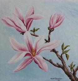 magnolienblüte magnolie kleinformatig ölbild haike espenhain