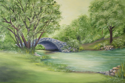 am weiher landschaft wasser grün ölbild haike espenhain