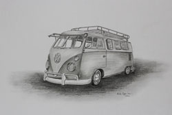 vw bulli bleistift oldtimer zeichnung haike espenhain