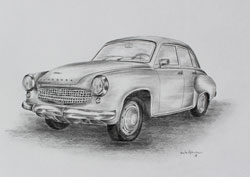 Auto Oldtimer Wartburg 311 Bleistift Zeichnung Haike Espenhain